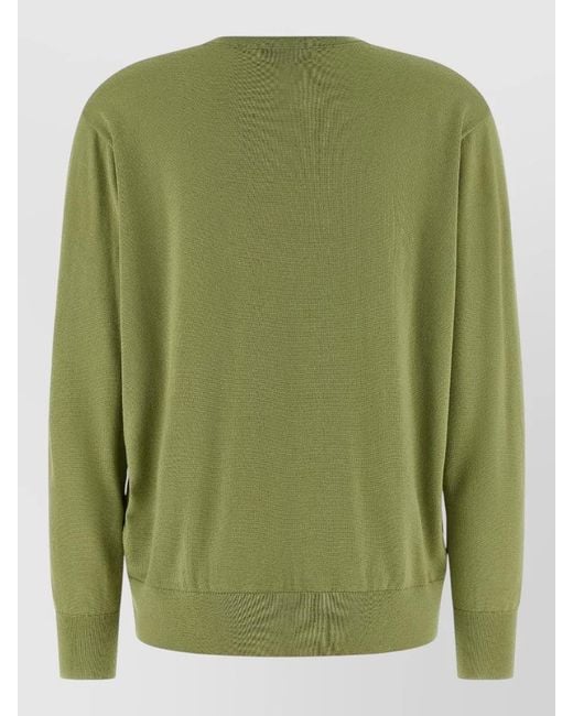 Dries Van Noten Green Tuomas V Neck Sweater Long Sleeves