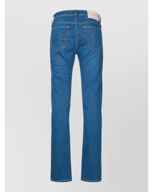 Jacob Cohen Blue Jeans Belt Loops Contrast Stitching Faded Effect for men