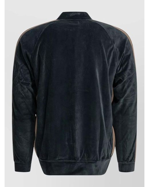 Needles Blue Track Zip Sweatshirt Side Pockets Stripes for men