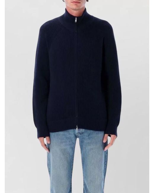 Isabel Marant Blue Zip Knit Jacket High Collar Long Sleeves for men