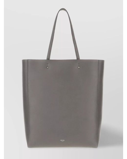 Jimmy Choo Gray Large Leather Studded Tote Bag