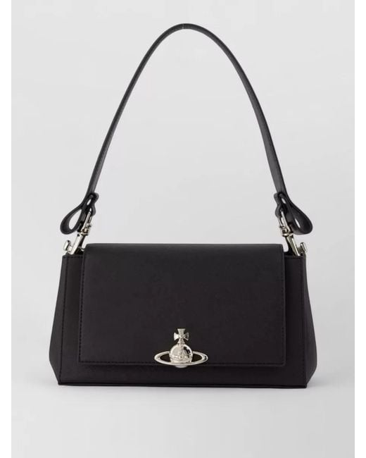 Vivienne Westwood Black Hazel Medium Leather Shoulder Bag Purse