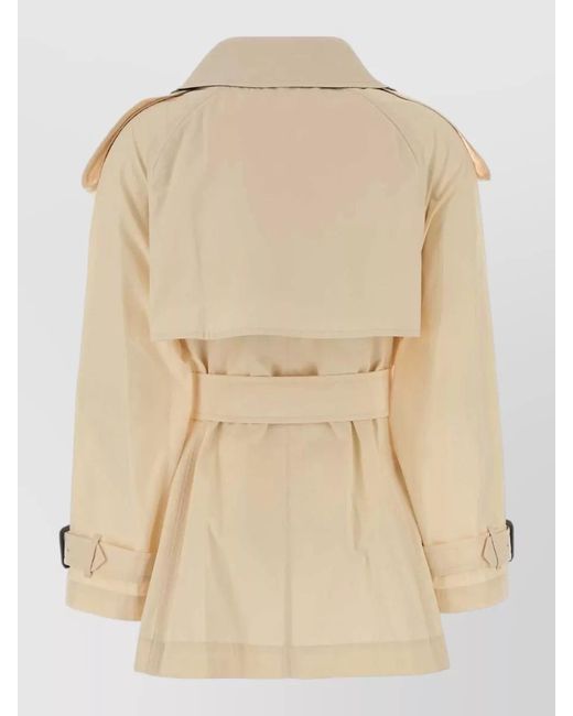 Burberry Natural Fitzrovia Cotton Trench Coat Notched Lapels