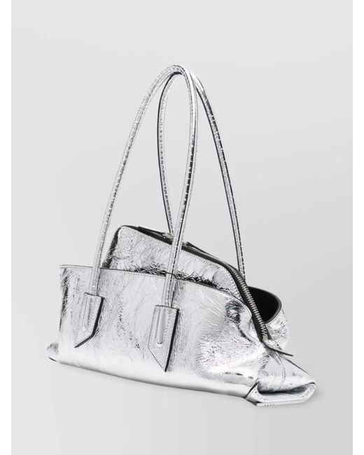 The Attico White Small Round Handle Shoulder Bag
