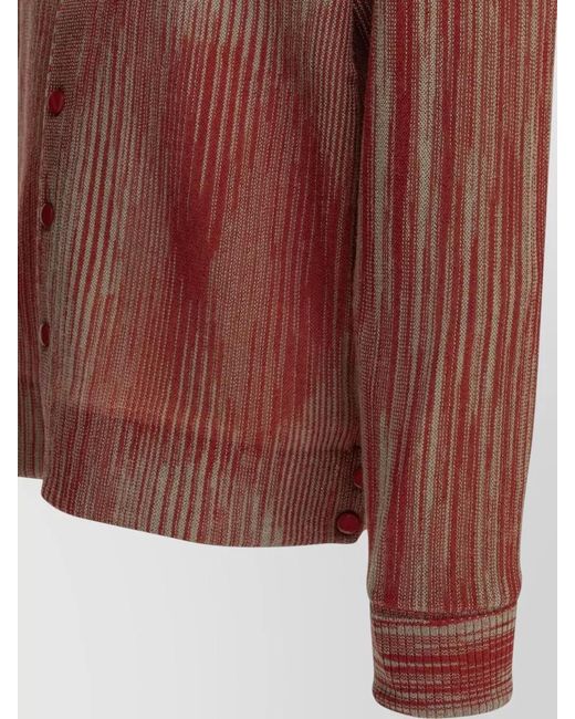 Needles Brown Striped Cardigan Long Sleeves Ribbed Trims for men