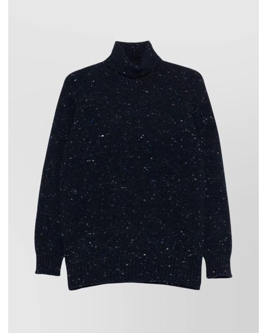 Drumohr Blue Speckle Knit Turtleneck Sweater With Ribbed Cuffs for men