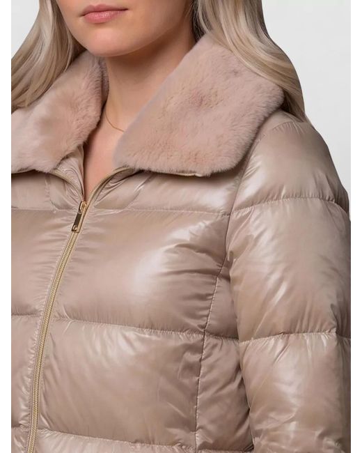 Herno Natural Puffer Jacket Faux Fur Collar Cuffs