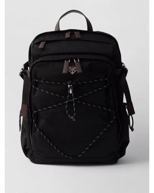 Prada Black Recycled Nylon And Leather Backpack for men