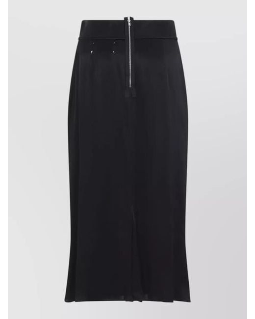 Maison Margiela Blue Satin Midi Skirt High Waist Slit
