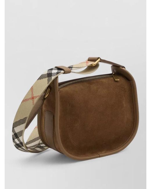 Burberry Brown B Clip Mini Suede Crossbody Bag