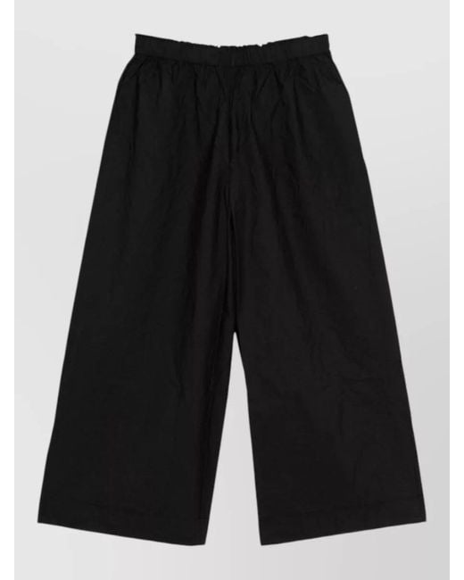Daniela Gregis Black Crinkled Wide-Leg Trousers