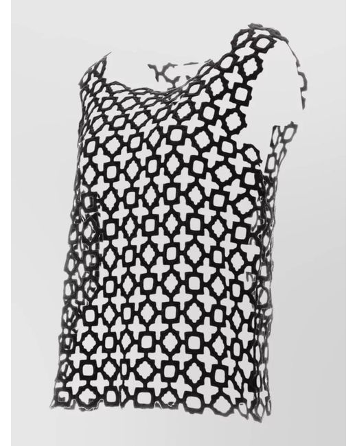 Niccolò Pasqualetti Black Carta Tank Top Geometric Lace Embroidery