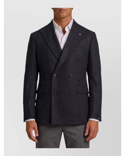 Tagliatore Blue New York Double Breasted Wool Jacket for men