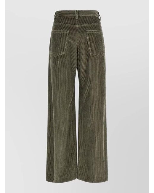 Brunello Cucinelli Green High Rise Corduroy Trousers Flared Leg