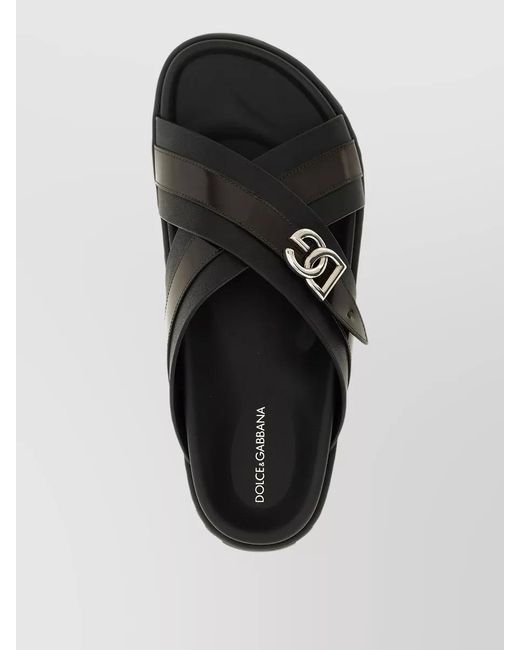 Dolce & Gabbana Black Dg Casual Sandals Cross Strap Flat for men