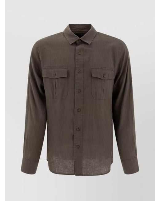 Vince Gray Shirt Long Sleeve Chest Pockets for men
