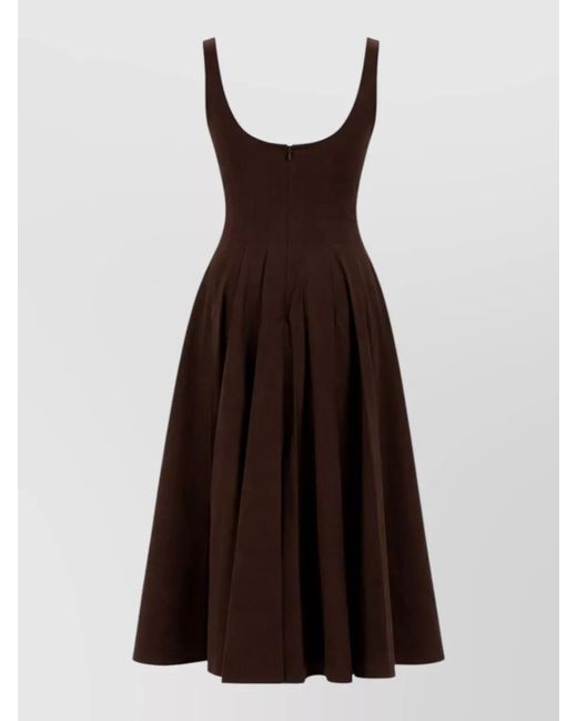 Staud Multicolor Midi Dress Wells Square Neck Pleated