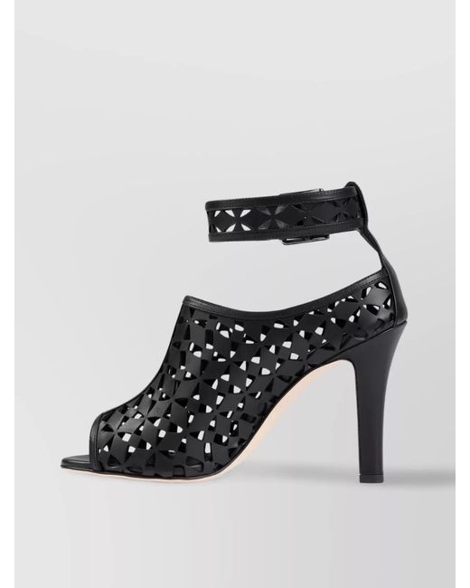 Manolo Blahnik Black Leather Tingah 105 Sandals