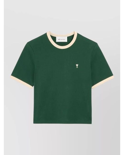 AMI Green Short Sleeve Crew Neck Regular Shirt for men