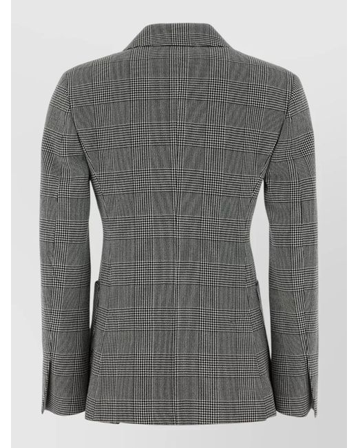 Max Mara Gray Accordo Wool Blazer Double Breasted Check