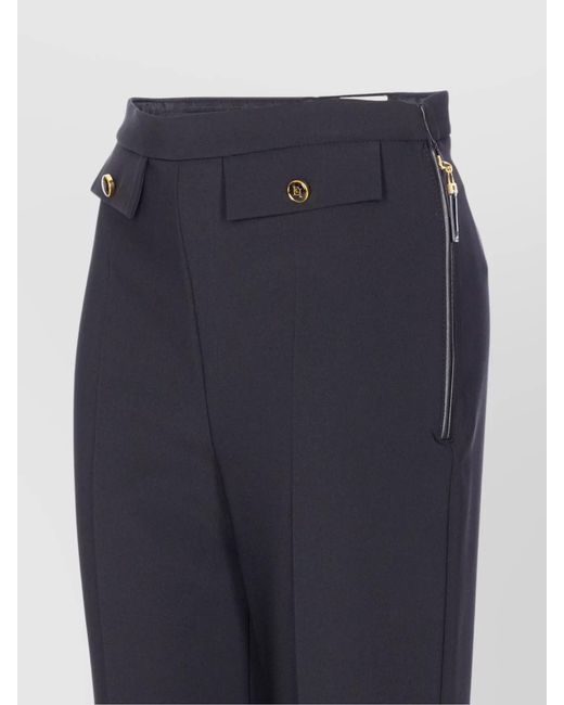 Elisabetta Franchi Blue Straight-Leg Tailored Trousers