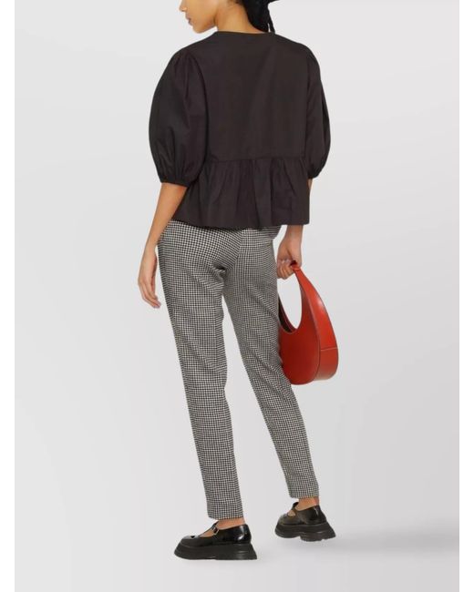 Ganni Black Cotton Peplum Blouse