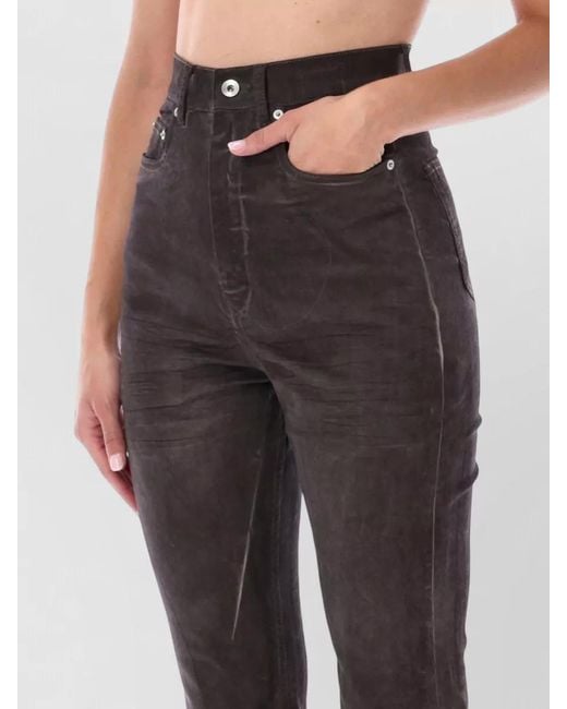 Rick Owens Black High Waist Bootcut Stretch Denim Jeans