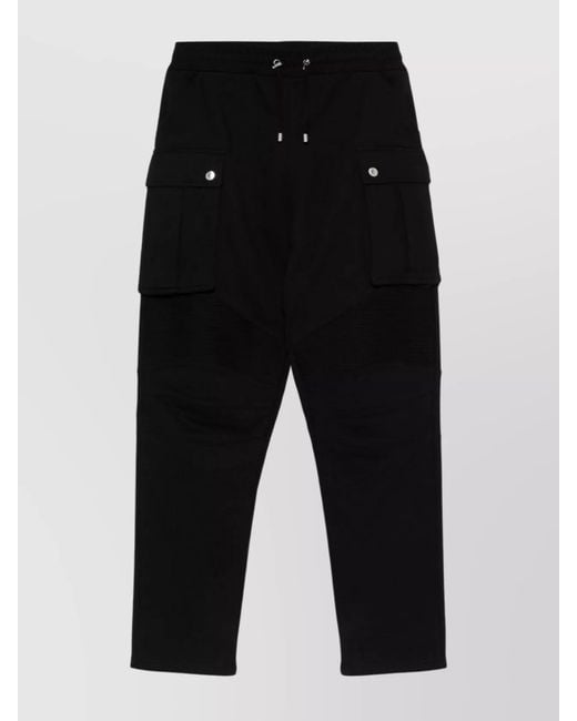 Balmain Black Cotton Straight-Leg Track Pants for men