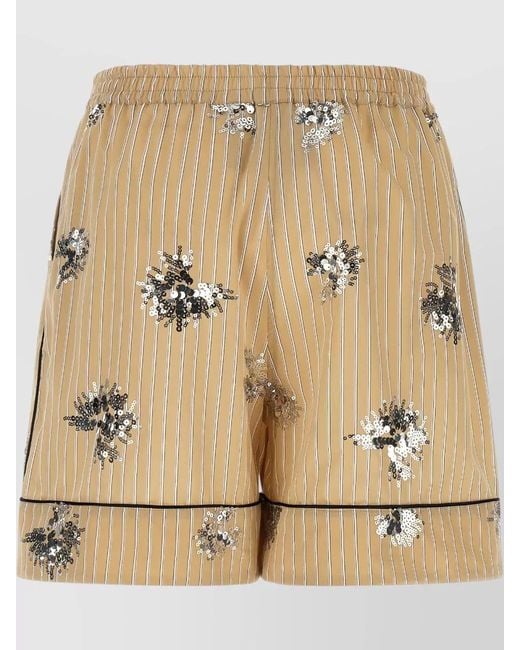 Le twins Natural Sole Shorts Floral Pleated Sequin Striped