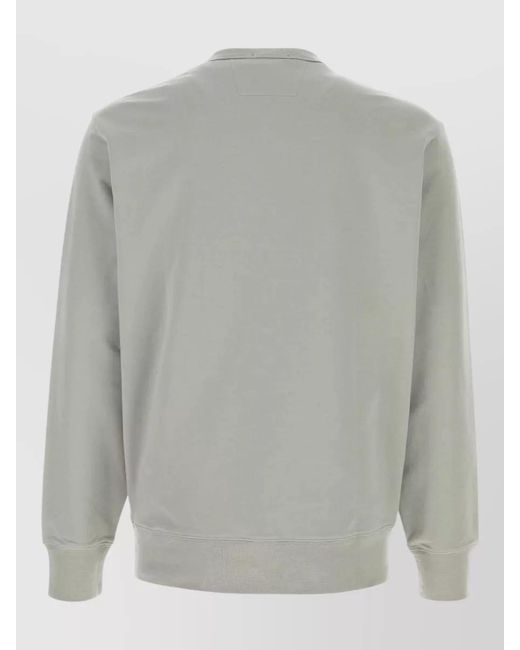 C P Company Gray Stretch Cotton Sweatshirt Ribbed Cuffs Hem for men