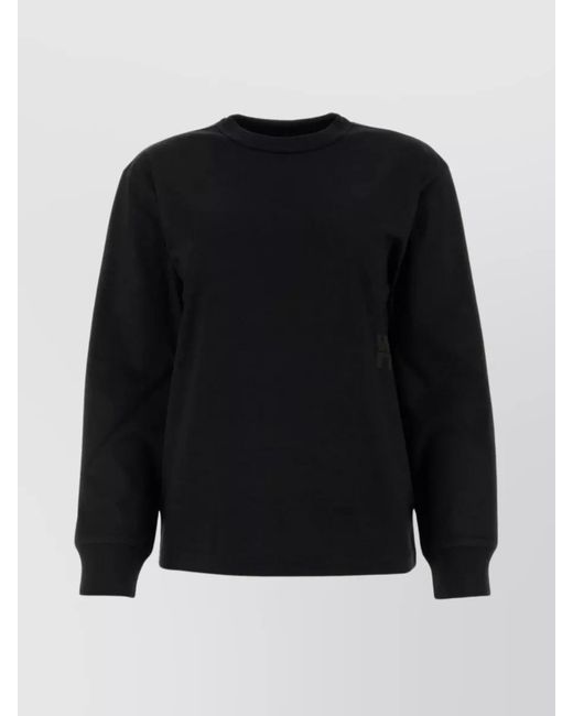 Alexander Wang Black Ribbed Cotton Long-Sleeve Crewneck Top