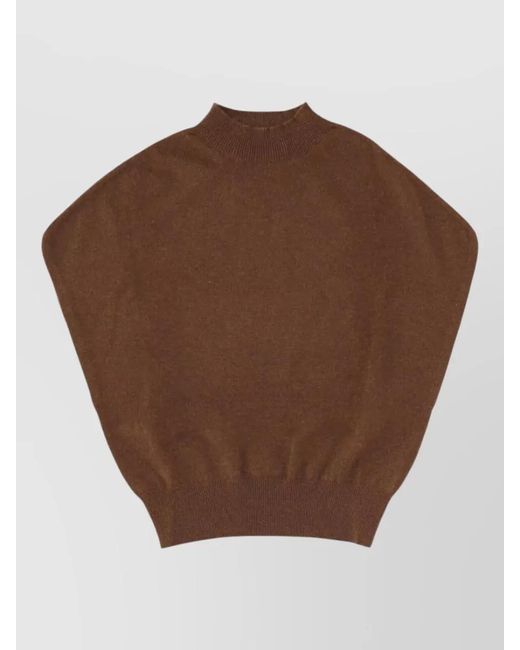 Circus Hotel Brown Cashmere Sweater Mock Neck Ribbed Cuffs Hem