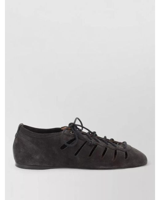 Isabel Marant Black Lace Up Shoes Round Toe Flat Sole