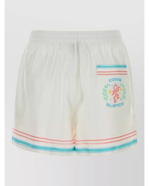 Casablanca White Silk Knee-Length Shorts