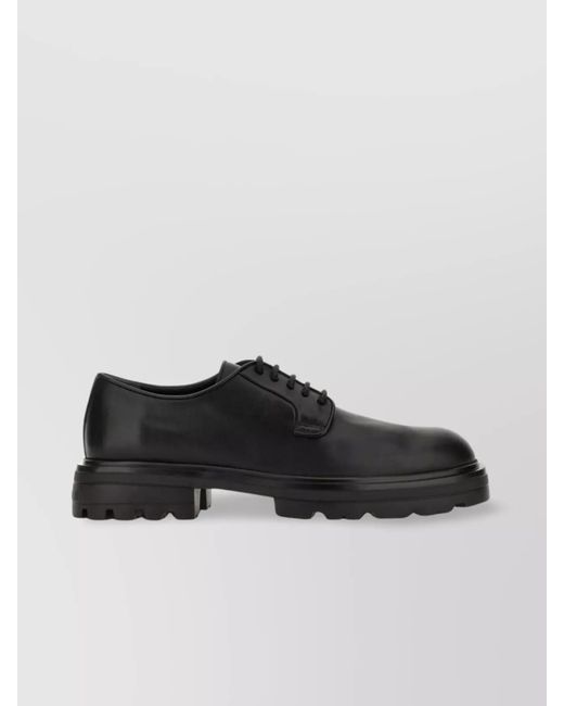 Hogan Black Chunky Sole Round Toe Derby Shoes for men