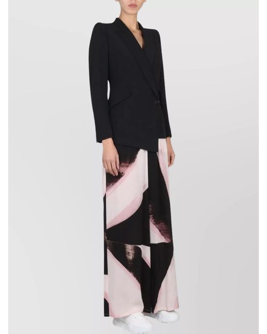 McQueen White Silk High-Rise Wide-Leg Trousers