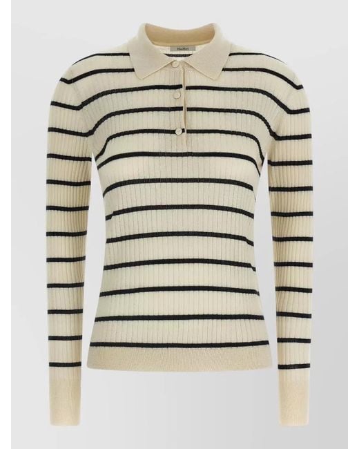 Max Mara Gray Cashmere Silk Polo Top