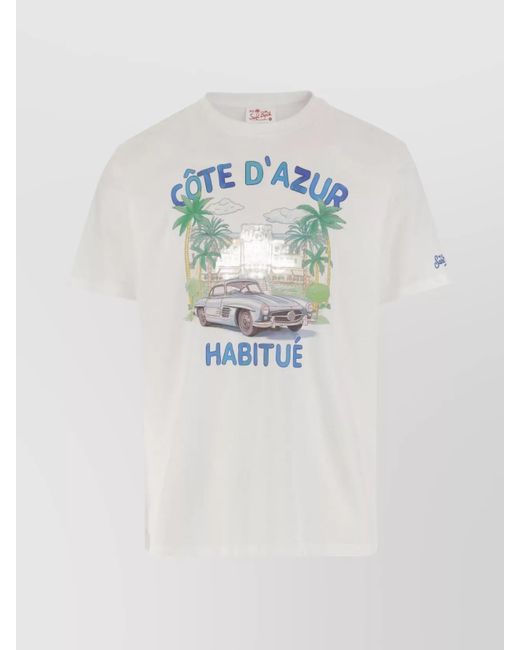 Mc2 Saint Barth Men's Blue Printed Crew Neck T-Shirt