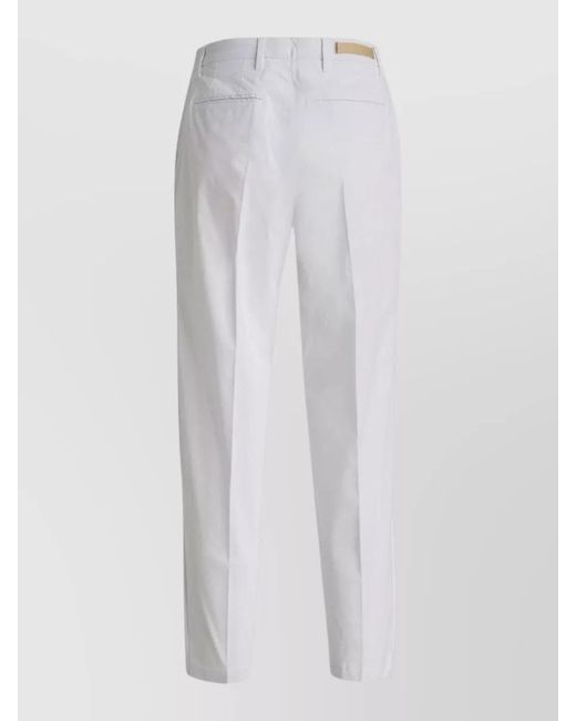 Briglia 1949 White Stretch Cotton Chino Trousers Belt Loops