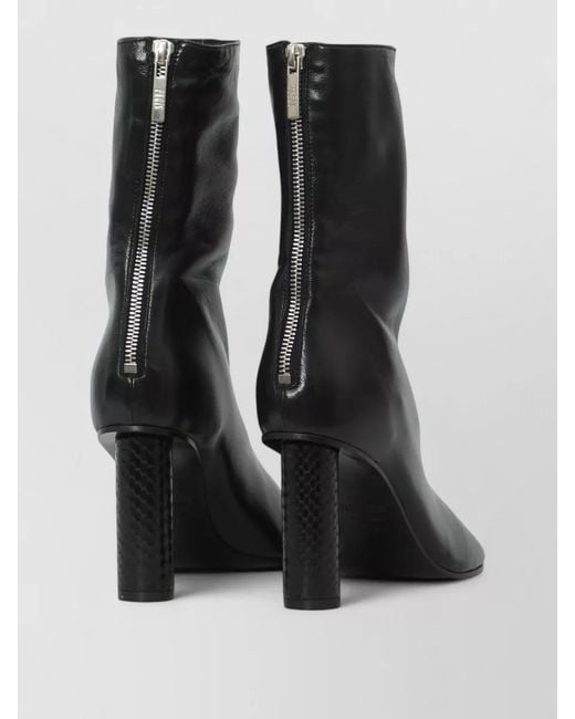Paris Texas Black Alice Heeled Calf Boots Python Detail