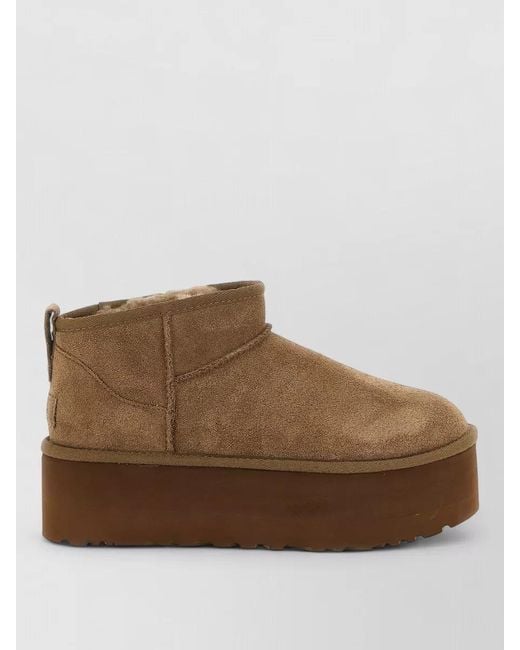 Ugg Brown Leather Platform Ankle Boots