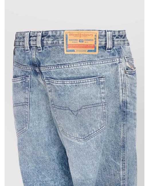 DIESEL Blue Denim Mid-Rise Slim-Leg Jeans for men
