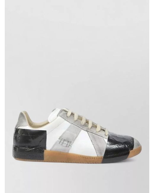 Maison Margiela Metallic Lace Up Low Top Sneakers Rubber Sole
