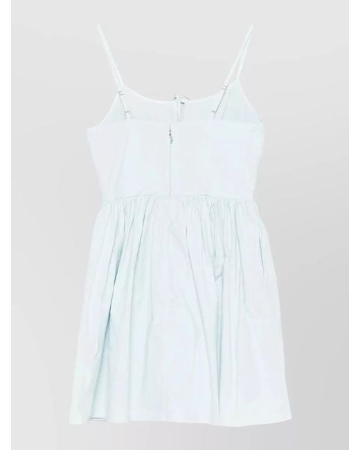ROTATE BIRGER CHRISTENSEN White Short Dress Defined Waistband Gathered Skirt