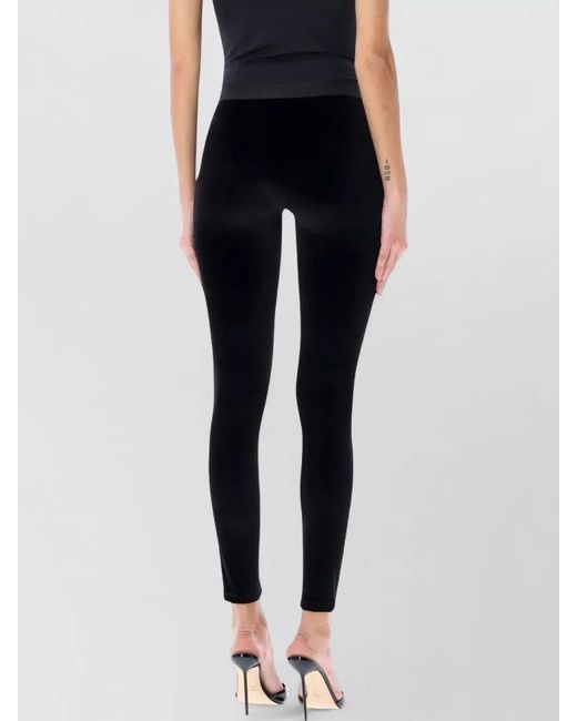 Tom Ford Black Stretch Velour Logo Leggings