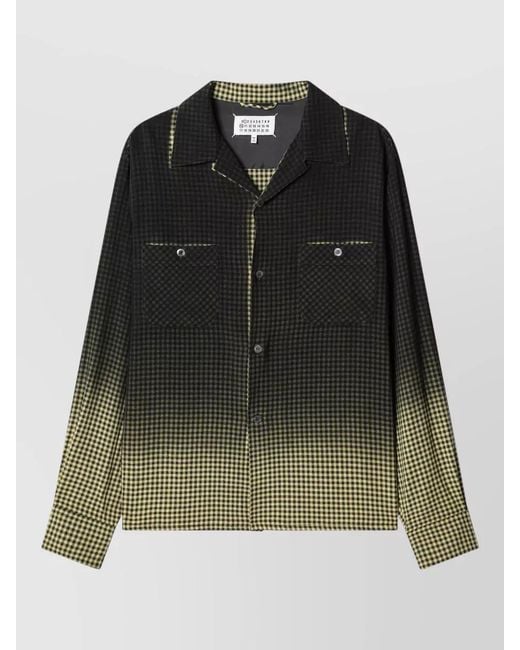 Maison Margiela Black Checkered Jacket Long Sleeves Chest Pockets