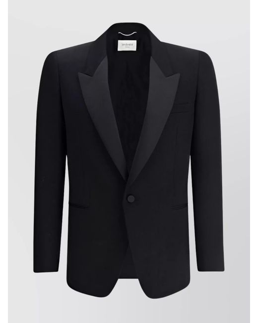 Saint Laurent Blue Tailored Jacket With Slit And Pockets for men