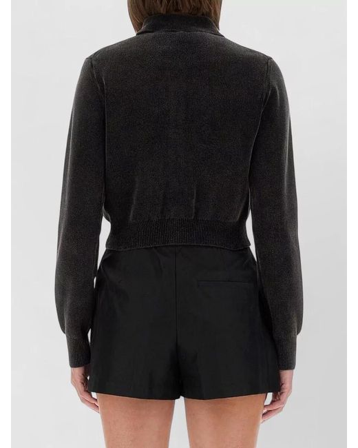 Alexander Wang Black Cropped Cardigan Collar Detail Long Sleeves