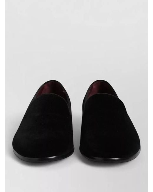 Dolce & Gabbana Black Velvet Slip-On Loafers for men