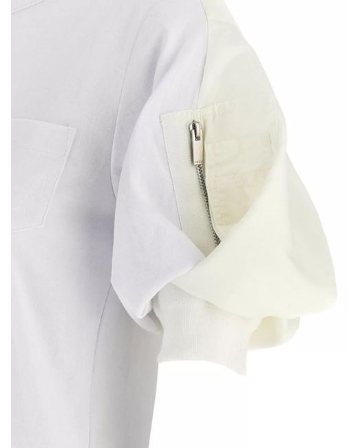 Sacai White Cotton Balloon Sleeve T-Shirt
